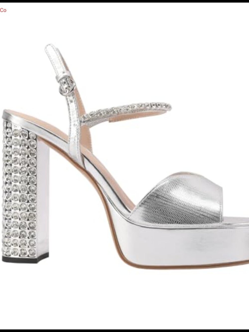 Rhinestone Platform Chunky Heel Ankle Strap Peep Toe Sandals